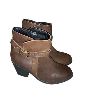 Santa Fe Boot Co brown strappy leather western ankle boots women size 7.5.